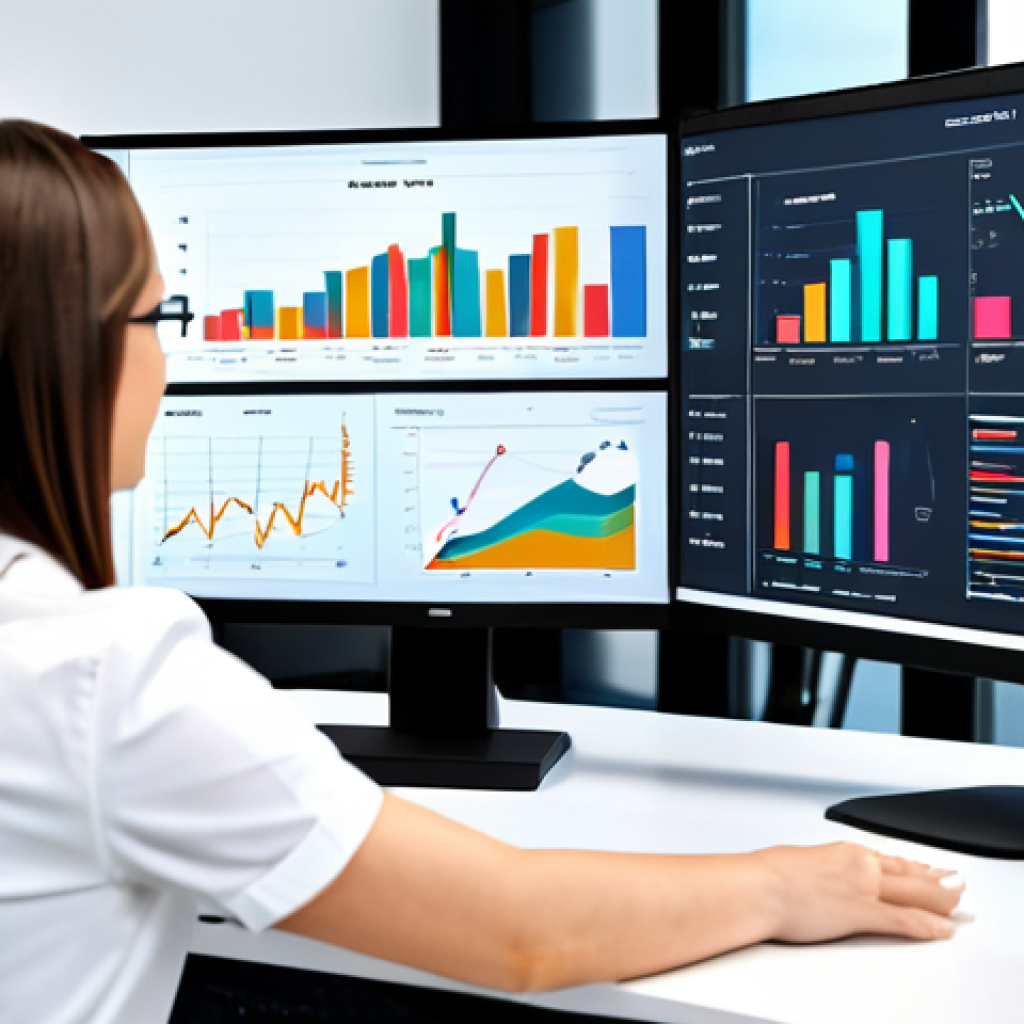 지식 구조화와 데이터 분석의 결합 - Data Visualization & Storytelling**
"A professional data analyst in a modern office, reviewing a co...