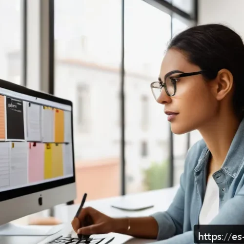 Home 17 정보의 흐름과 지식 구조화 - A modern home office scene featuring a young professional woman of Hispanic descent focused on prior...